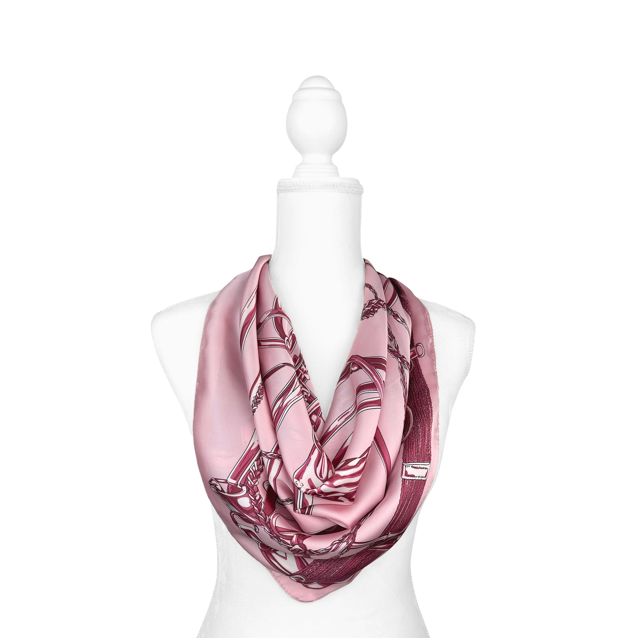 95cm*5cm Pink Silk Scarf For Women Letter chain Printed Handle Bag